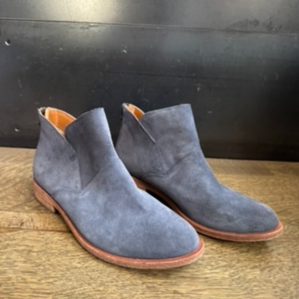 Kork-ease Renny Leather Bootie in Navy Suede, women's 7.5